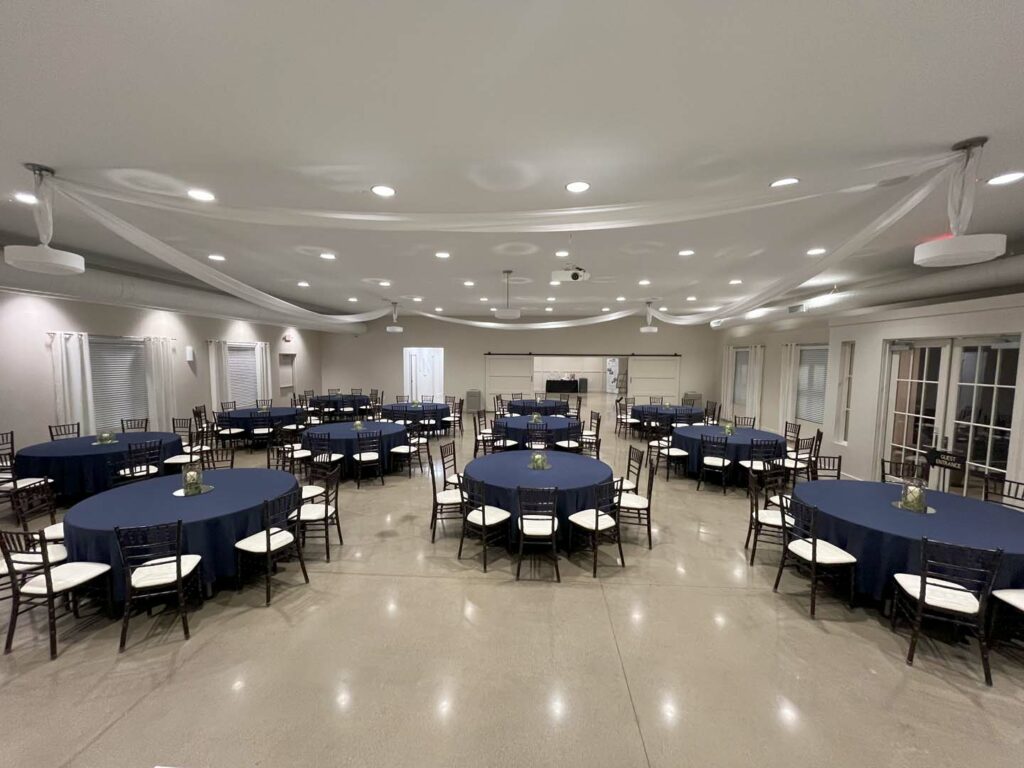 Tables set up in the main room